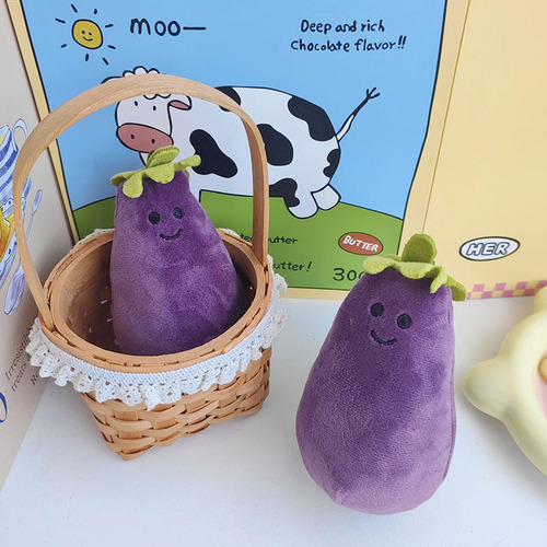 Internet celebrity face-changing purple eggplant doll bag pendant cute girl Xinqie total small plush doll backpack pendant