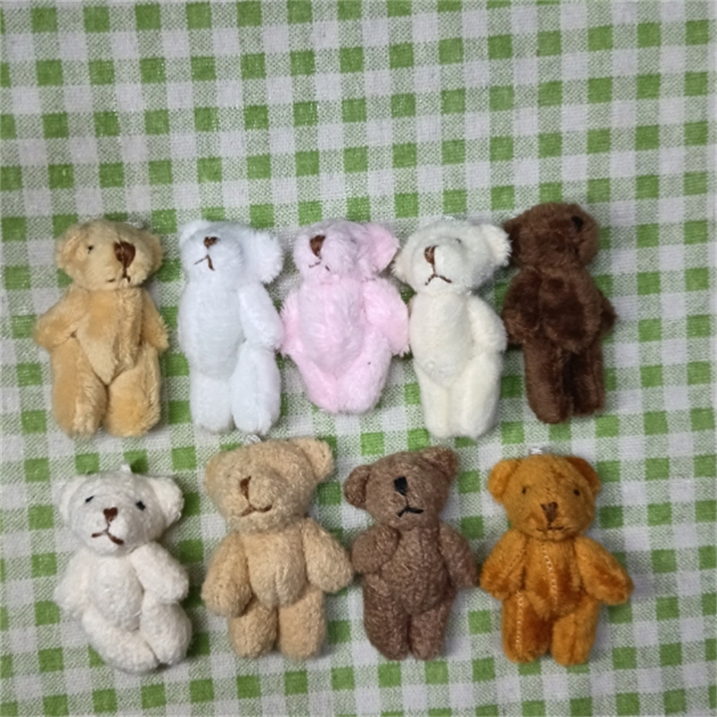 可爱毛绒玩具小号迷你关节熊DIY装饰品配件衣服包包材料辅料批发