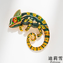 迪莉雪 欧美跨境高档工艺品 珐琅彩蜥蜴变色龙胸针别针 工厂定制