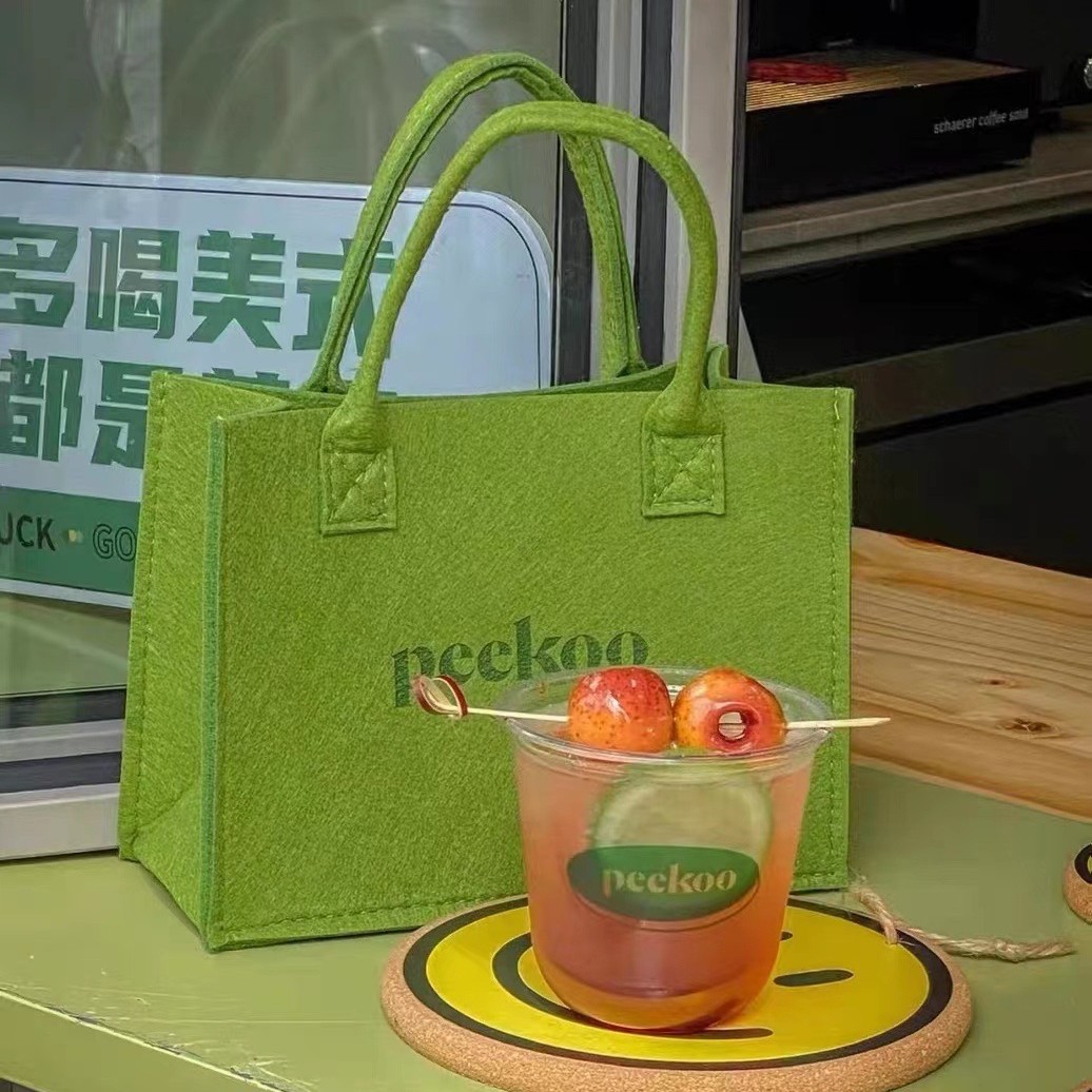 潮牌ins托特包通勤购物袋购物收纳袋广告礼品袋简约毛毡手提袋