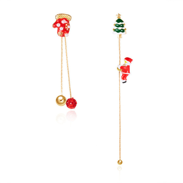 Christmas creative universal asymmetrical earrings for elderly