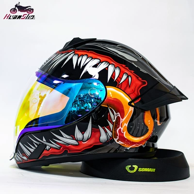 Motorcycle Helmet Ghost Face Helmet Anti-Fog Open Face Helmet Full Face Motorcycle Pedal Electric Vehicle 3C Certification Dropshipping (Motosiklet kaskı (dəbilqə)) - venom-day-and-night-aurora-lenses-transparent-lenses-anti-fog-stickers-ice-sleeves-cycling-face-mask-m