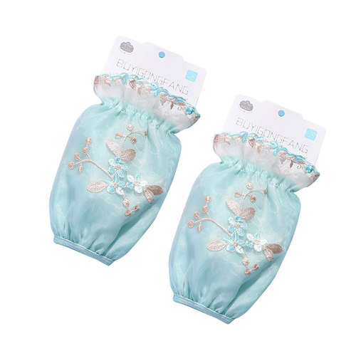 Women's Sweet Flower Embroidery Double-layer Mesh Sleeves Ruiya Short Candy Color Sleeves