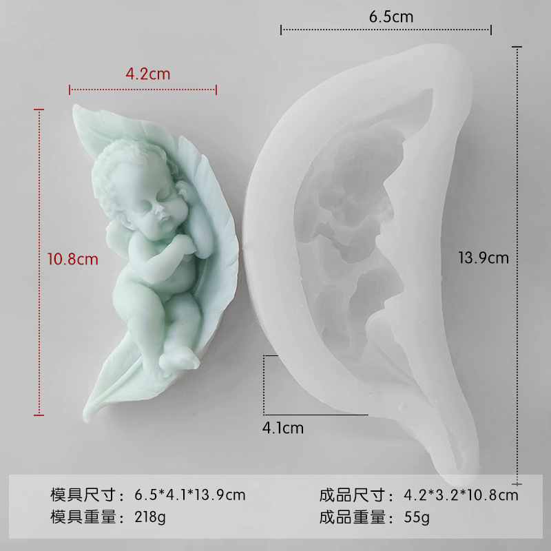 Jiahuimei molde de silicona dormir Bebé aromaterapia vela DIY jabón hecho a mano yeso epoxi decoración abrasivo herramienta