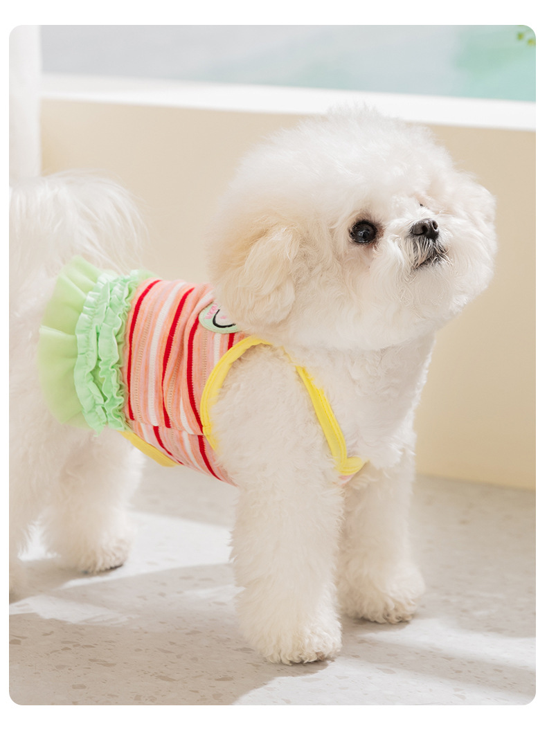 Gestreiftes Hasen-blumen-trägerkleid Für Hunde Sommerweste_voghion.com