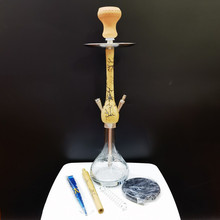 跨境产品阿拉伯水烟 夜光电击木裂纹中号木头水烟 hookah shisha