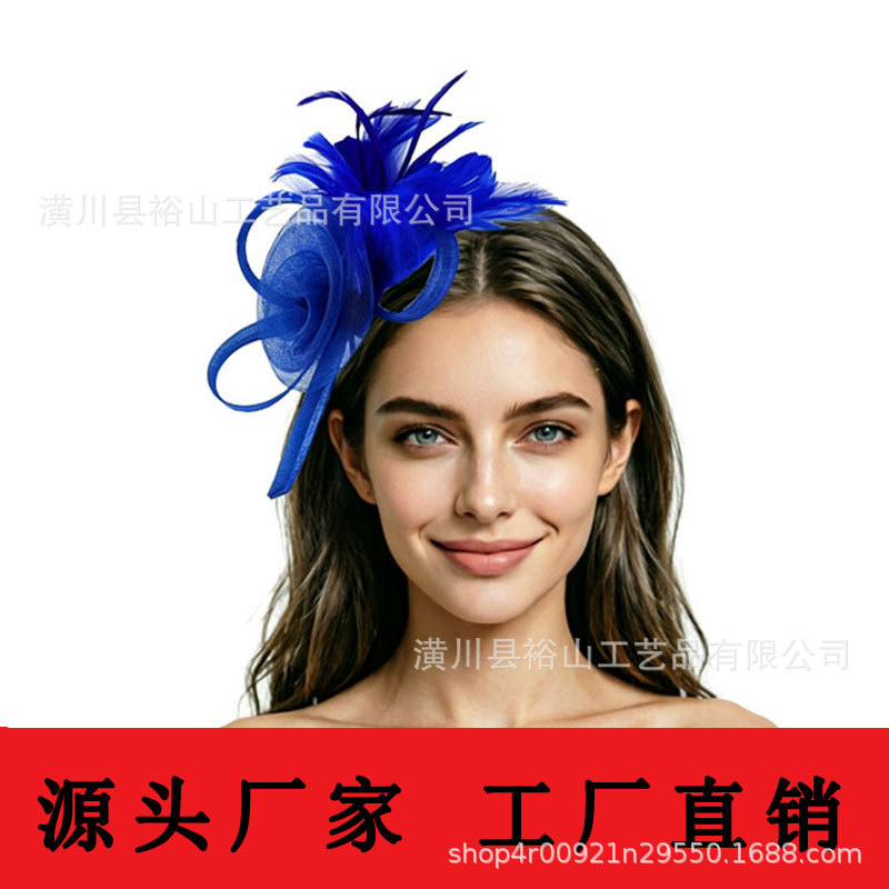 Cross-border best-selling headband with mesh and feather accents, vintage elegant versatile headband, hair accessory for parties and performances