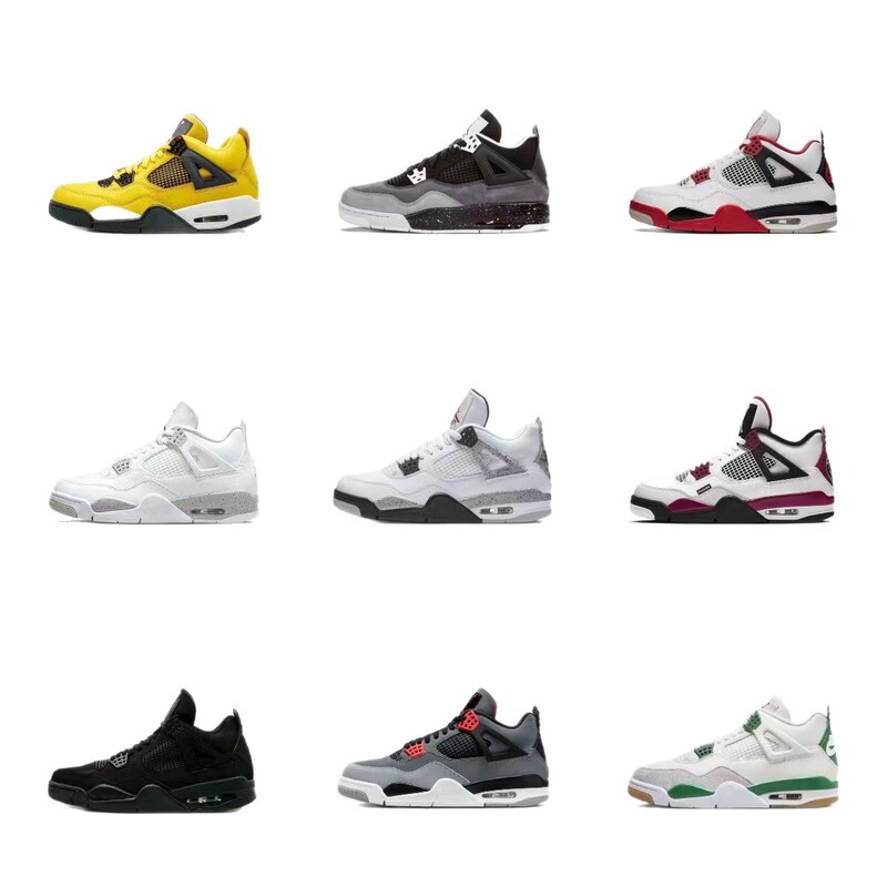 Putian Shoes Aj4 Basketball Shoes Ollie Midnight Blue White Cement Electric Thunder Couple Aj4 Men and Women Casual Sports Foreign Trade