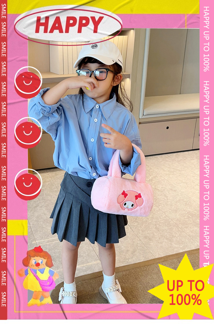 Fashionable plush bag, women's cartoon makeup bag, personalized new trendy children's bag, cute hand-held small bag for female students full figure