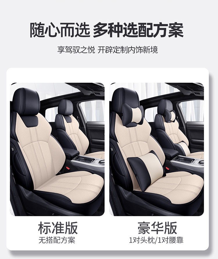 Custom-fit car seat covers, suitable for all seasons, with a full wrap-around design, 360-degree coverage, perforated leather for breathability, and designed specifically for your car model