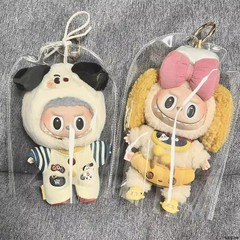 Labubu子供服布防塵カバー保護カバーレインコート外出散歩人形バッグpvc透明バッグスター綿