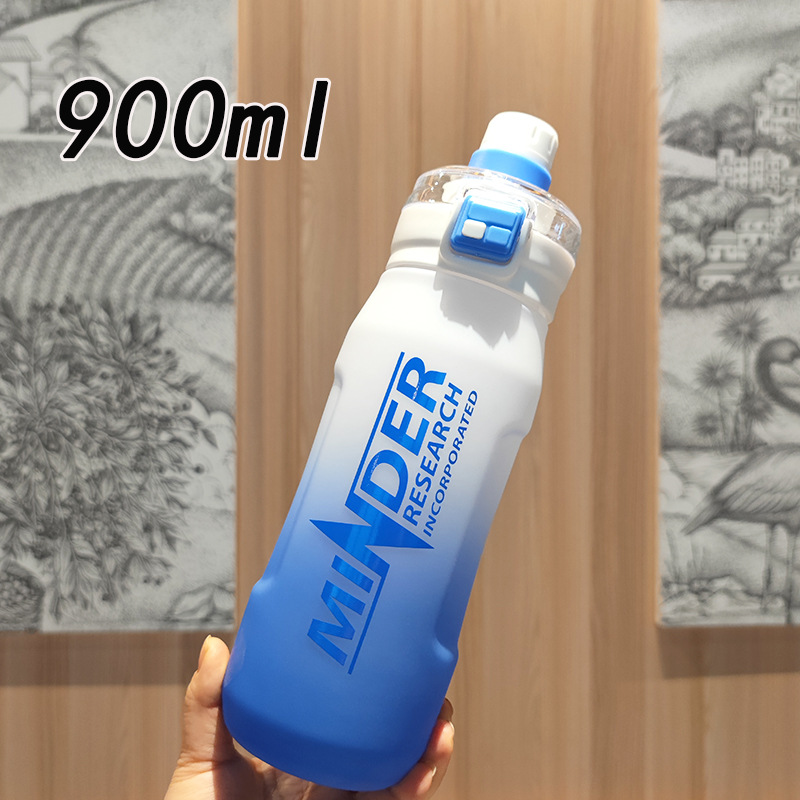estudiantes de alto valor facial portátiles de acondicionamiento físico botella de agua al aire libre de gran capacidad de color gradiente taza de plástico doble bebida