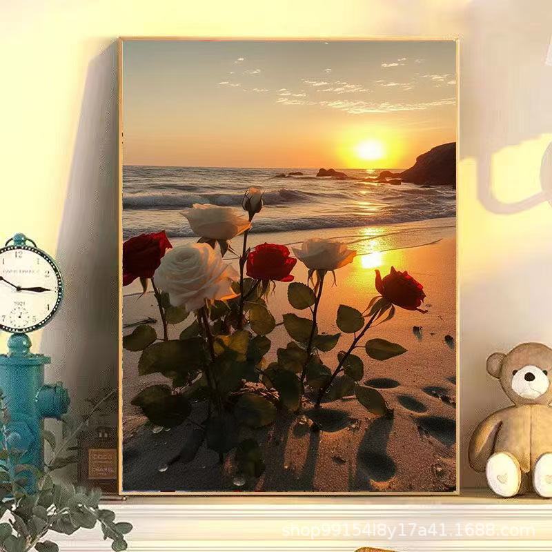 クロスボーダー diy デジタル油絵アマゾン AliExpress 卸売着色風景花絵画リビングルームの装飾絵画|undefined