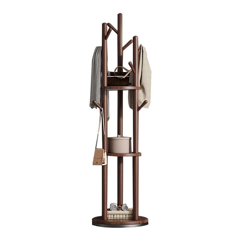 Light Luxury Solid Wood Coat Rack, Rotatable Clothes Rack, Floor-Standing, Suitable for Bedroom, Home, Office, Space-Saving Storage Rack