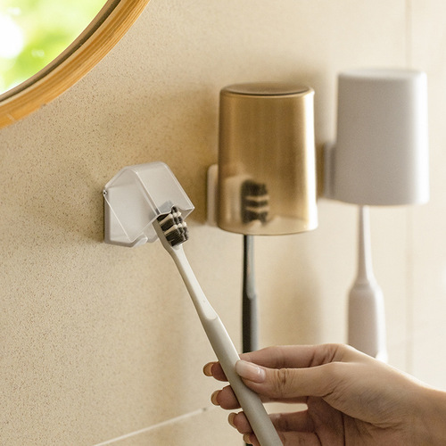 Yiyue electric toothbrush storage rack with cover, universal washing dust-proof and dirt-proof wall-mounted punch-free toothbrush storage rack