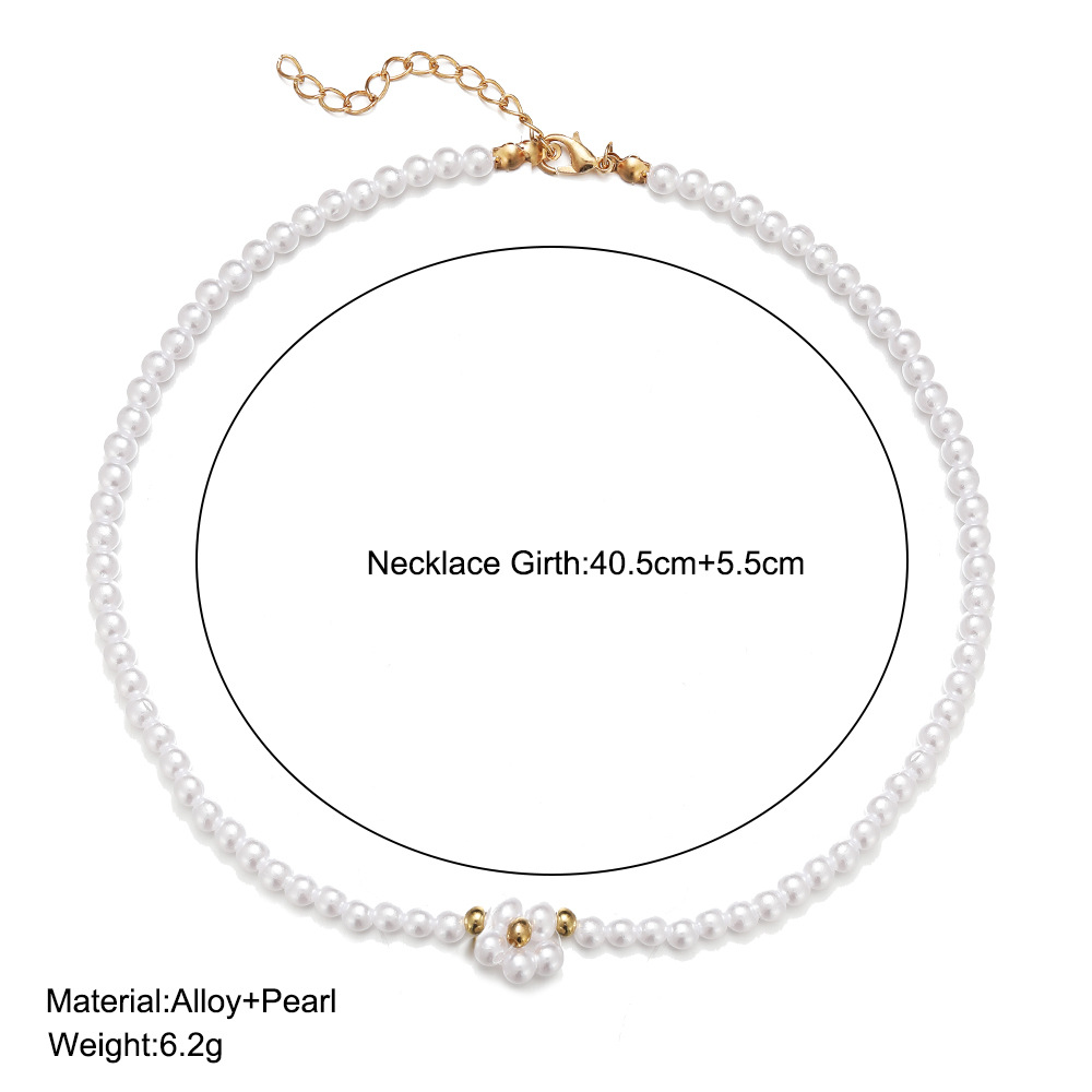 2021 Cross-Border New Arrival Womenu0027s Simple Chock Jewelry Shopee Vintage Simple Pearl Flower Ne
