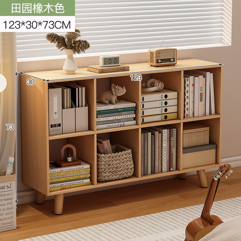 本棚の物置棚が床に落ちた子供の本棚家庭用リビングルームの低い収納棚のロッカーの小型階層の格子棚|undefined