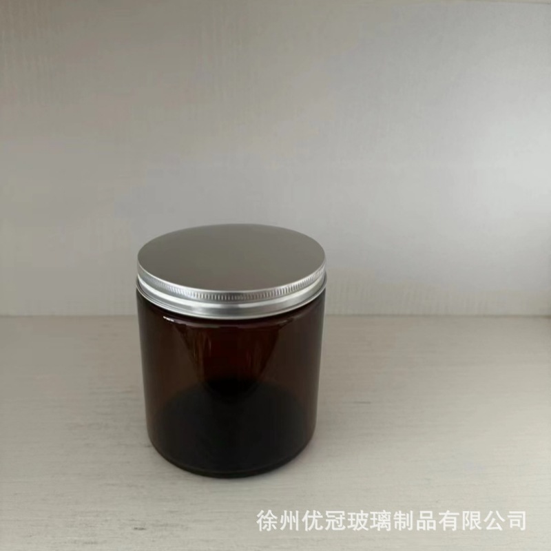 250ml taza de vela de vidrio marrón aromaterapia diy taza vacía con tapa botella de vela de vidrio transparente candelero fragancia taza vacía