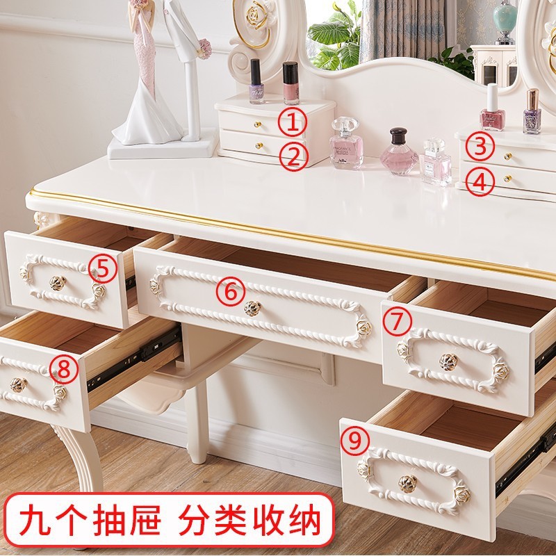 유럽풍 화장대 2024년형 메인 침실 화장대 인스타 감성 원목 공주풍 보조 수납장