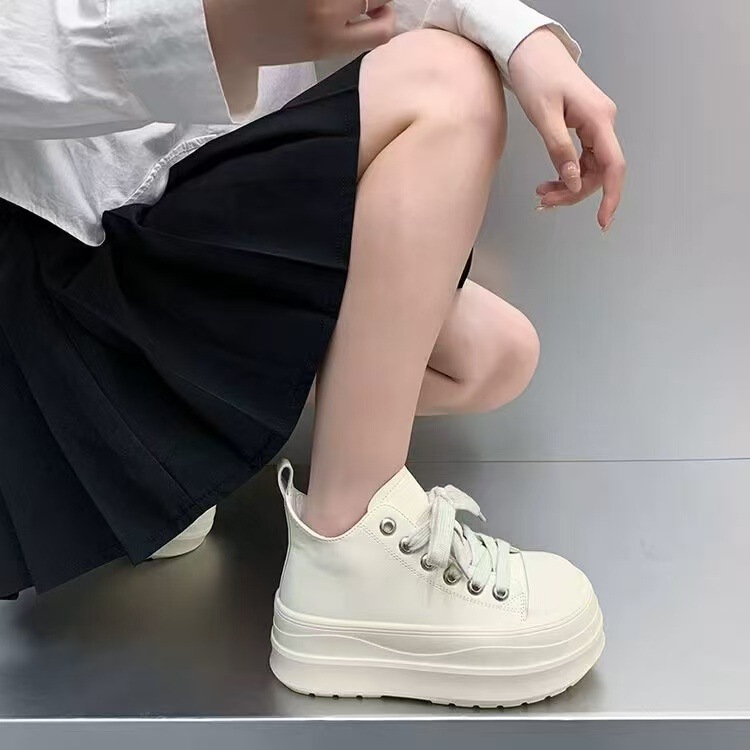 头层牛皮厚底高帮小白鞋女2025秋季新款轻便舒适百搭休闲运动板鞋|undefined