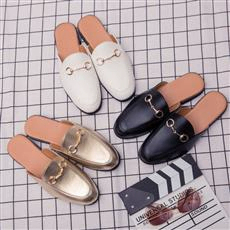 Лето 2025. Женские полутапочки Baotou, модные и модные ленивые слипоны интернет-знаменитостей, мужская обувь больших размеров, повседневная кожаная обувь.