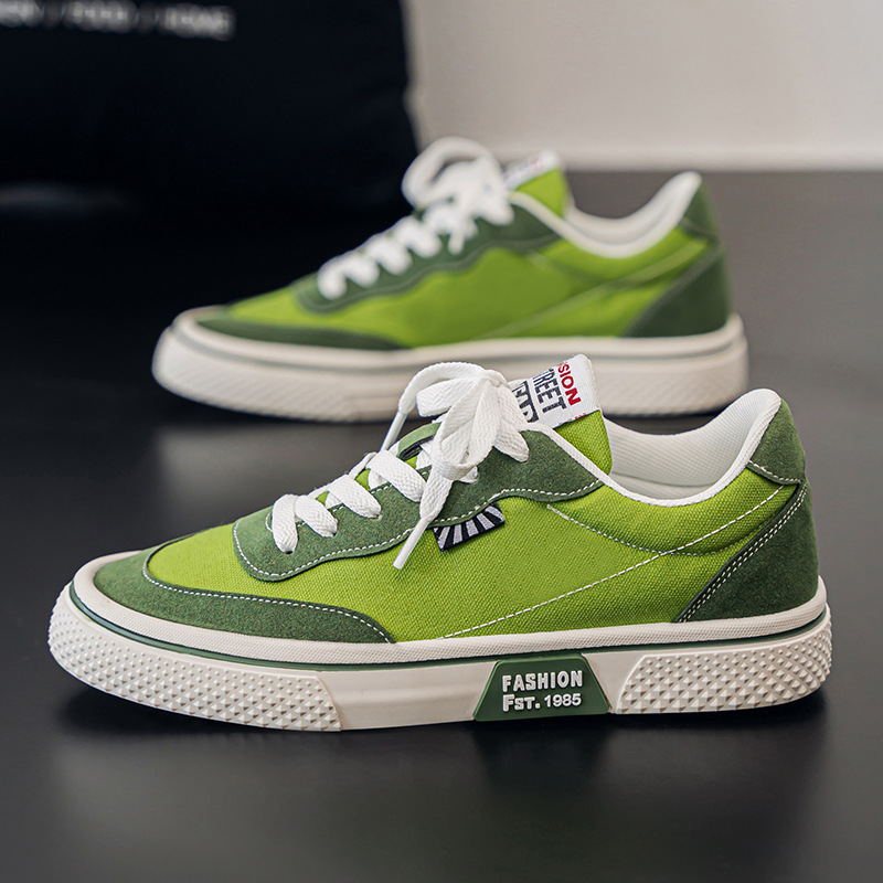 Los hombres se pueden usar en todas las estaciones, cómodos, transpirables, de tacón plano, boca baja, color sólido, casual, todo fósforo, zapatos de deporte de hombre diarios con cordones