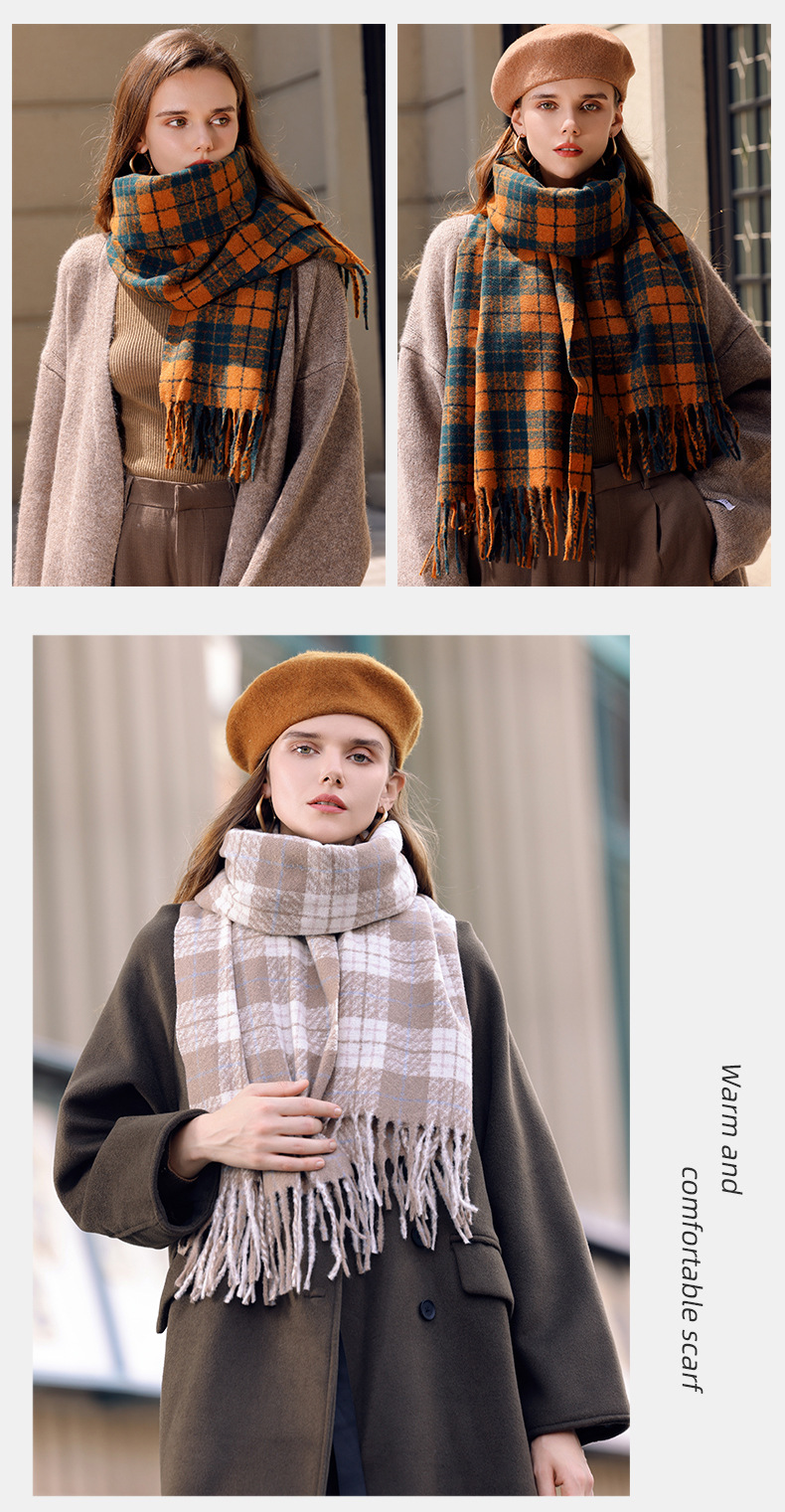 Plaid Shawl For Women - Versatile Thickened Winter Scarf Warm_voghion.com