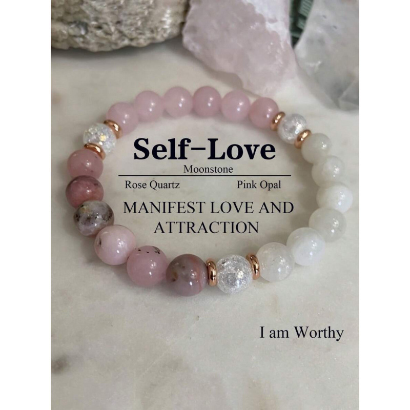 2026 R4971 Cross-Border Export Love Bracelet Moonstone Rose Quartz Crystal Trust and