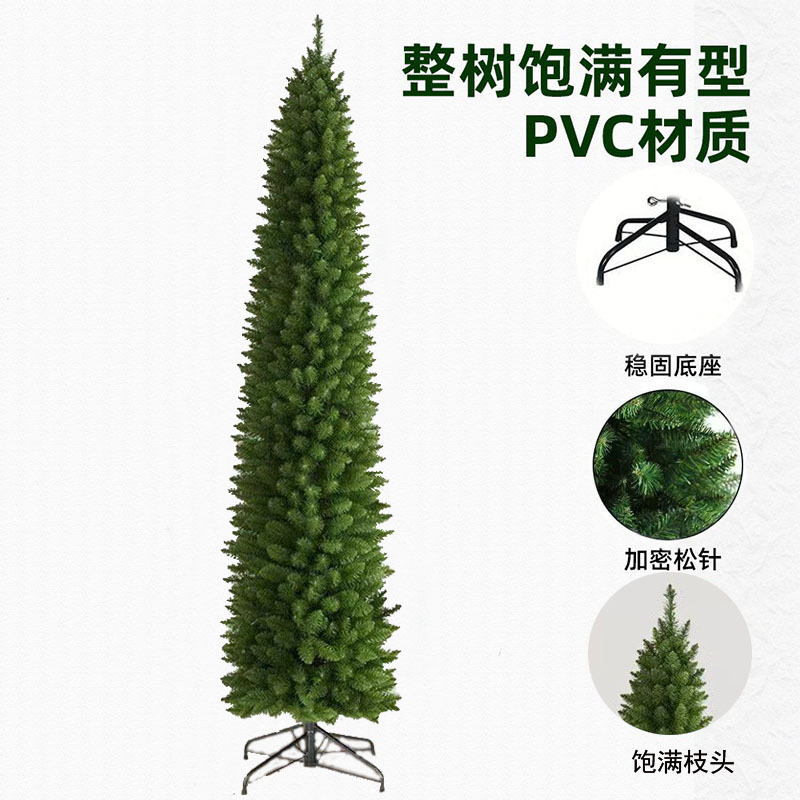 Nuevo árbol de Navidad de PVC puro transfronterizo flocado nieve verde cifrado DIY decoración mini árbol de lápiz fábrica mayorista