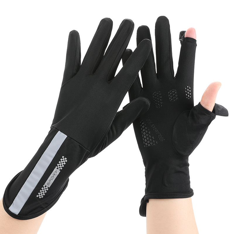 Guantes de protección solar para mujeres Protección UV delgada seda de hielo de verano mangas de mano de moda al aire libre ciclismo fugas dedo guantes de protección solar