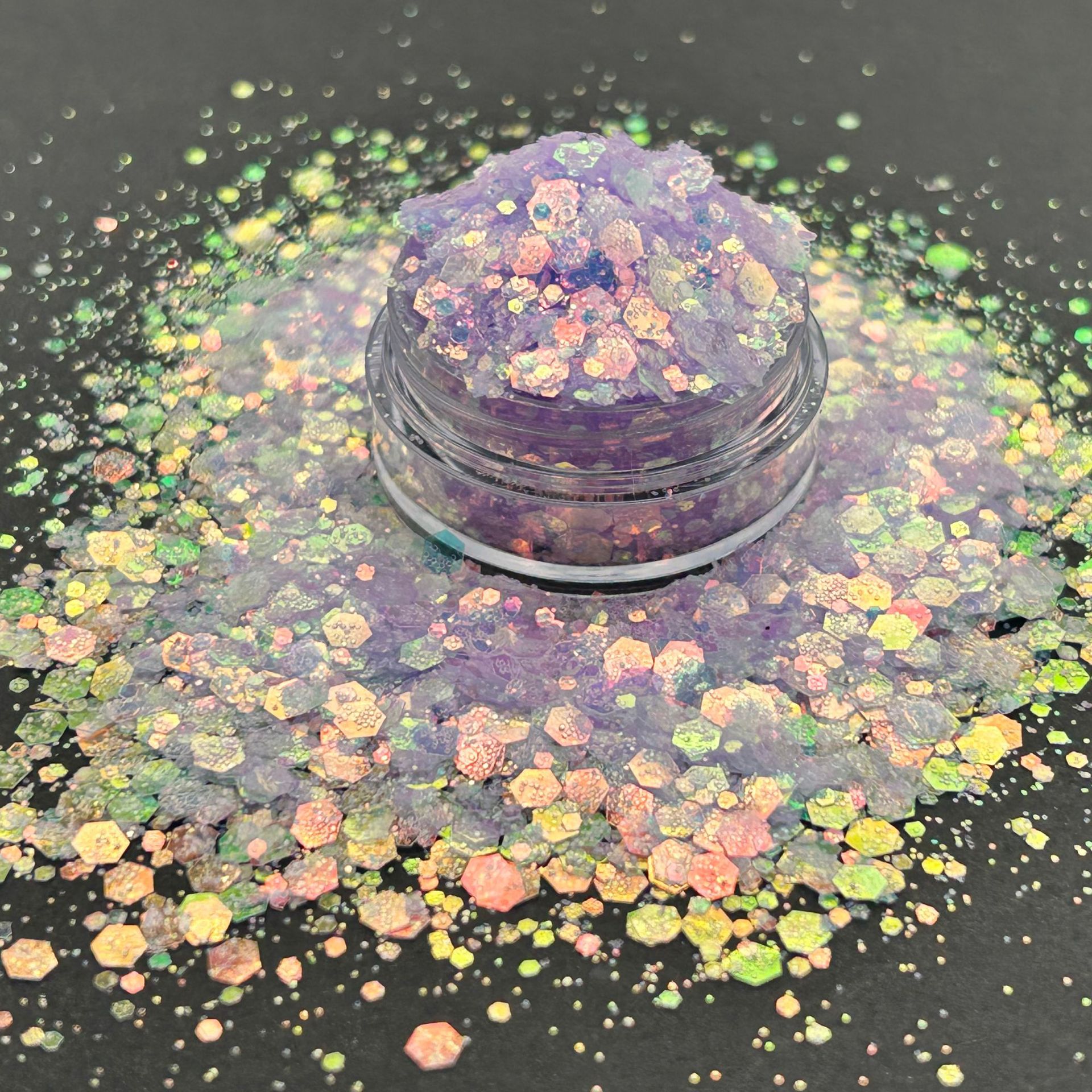 Golden Iridescent Polarized Semi-Transparent Sparkling Nail Art Glitter Transparent DIY Handmade Resin Decoration Nail Stickers