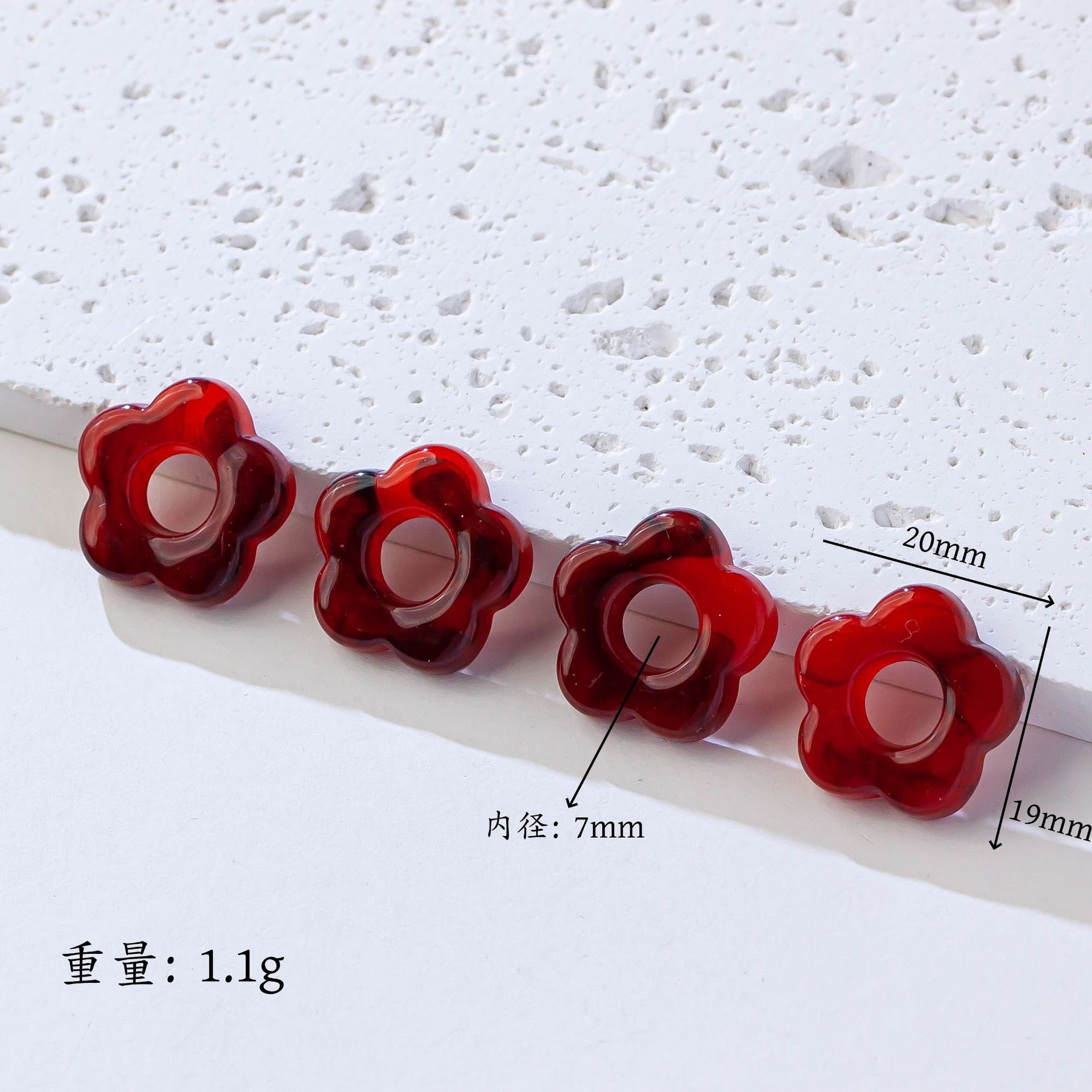 20 PCS/Package 20 * 19mm Hole 6~9.9mm Arylic Flower Pendant display picture 1