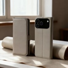 适用iPhone17Pro max轻奢真皮翻盖手机壳 苹果商务风全包防摔皮套