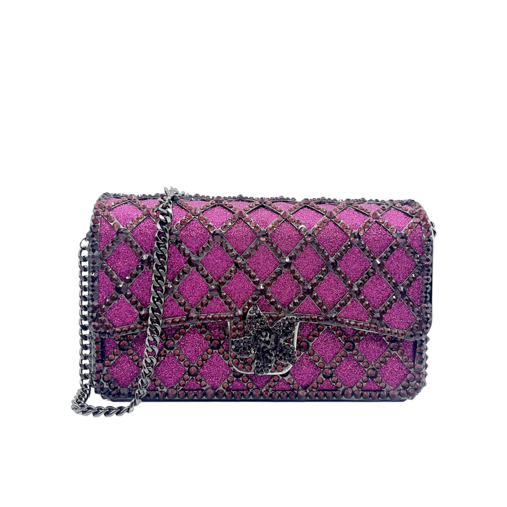 Nueva pequeña bolsa de banquete con diamantes a rejilla, bolso de diamante europeo y americano, bolso de hombro de mujer, bolso de piedra de Rin