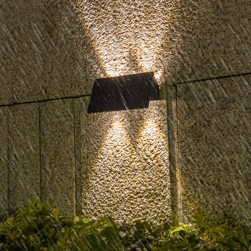 Outdoor solar ambiance wall lamp, perimeter wall courtyard spotlight, waterproof decorative up and down light wall