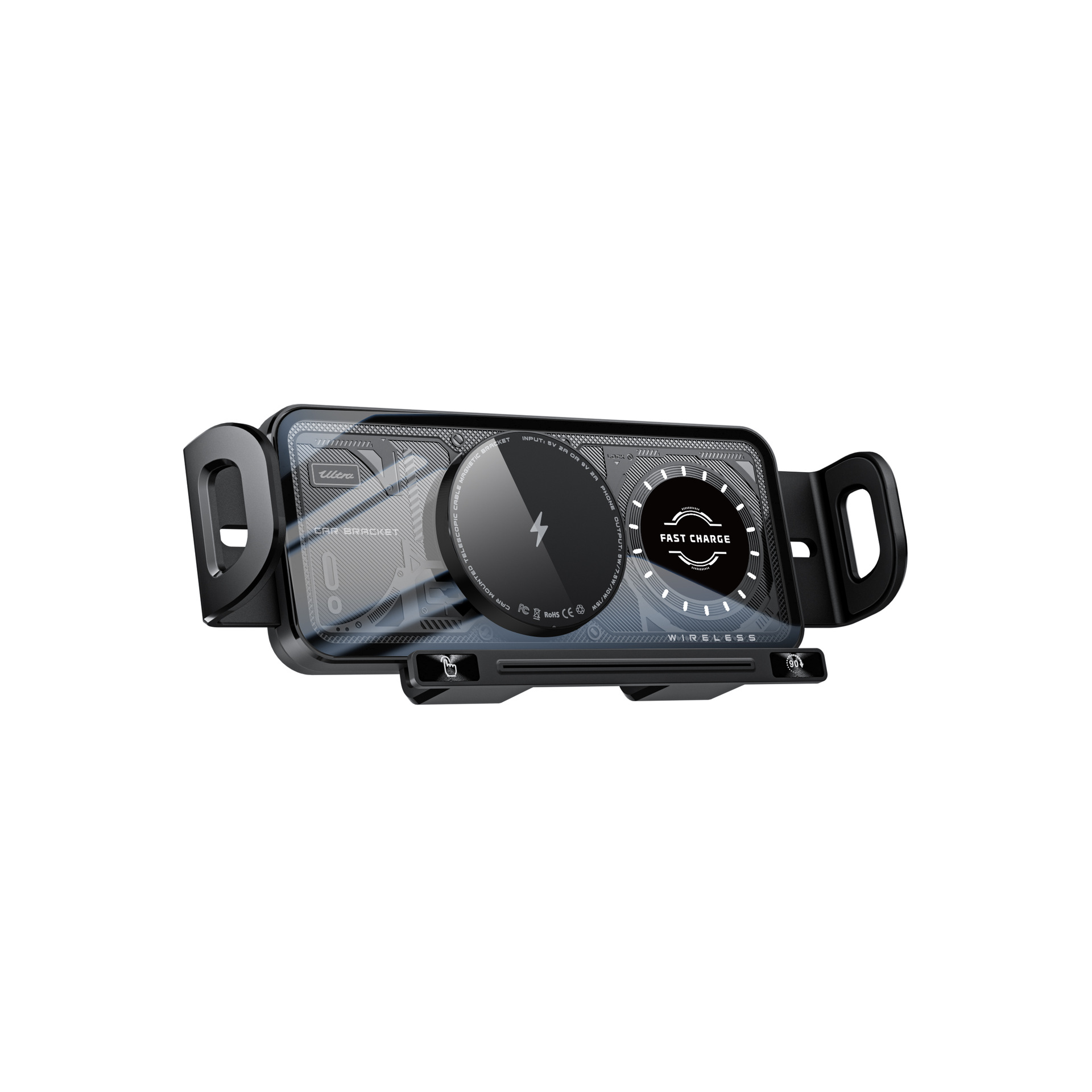 Car Mount Wireless Charger Suitable for Huawei and Samsung Phones with Foldable Screens, Dedicated Rotating Navigation Magnetic Mount