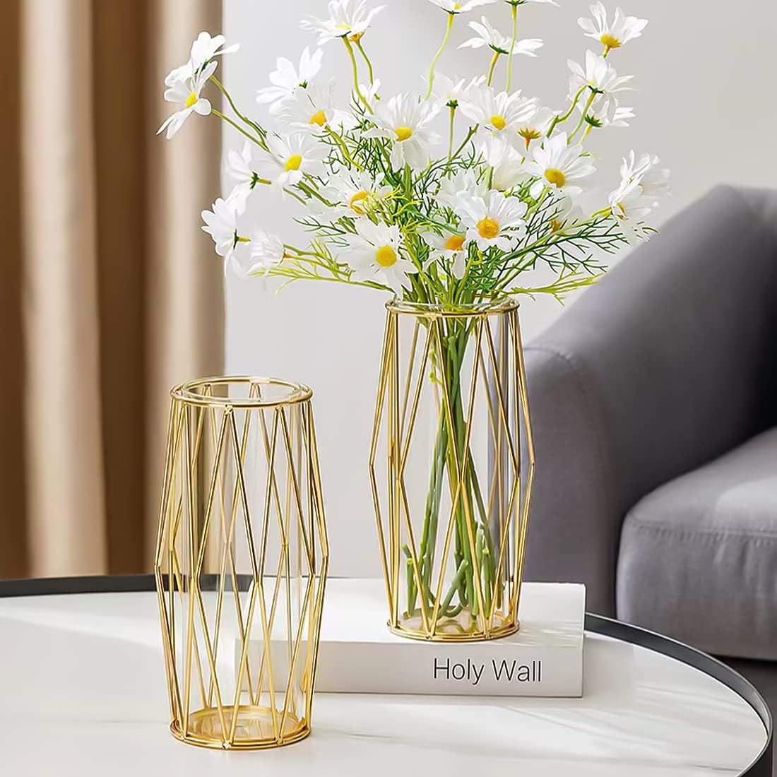 Transfronterizos simple estilo alto valor de la cara de hierro forjado jarrón de vidrio decoración de alta calidad sala de estar decoración floral decoración escena accesorios de decoración