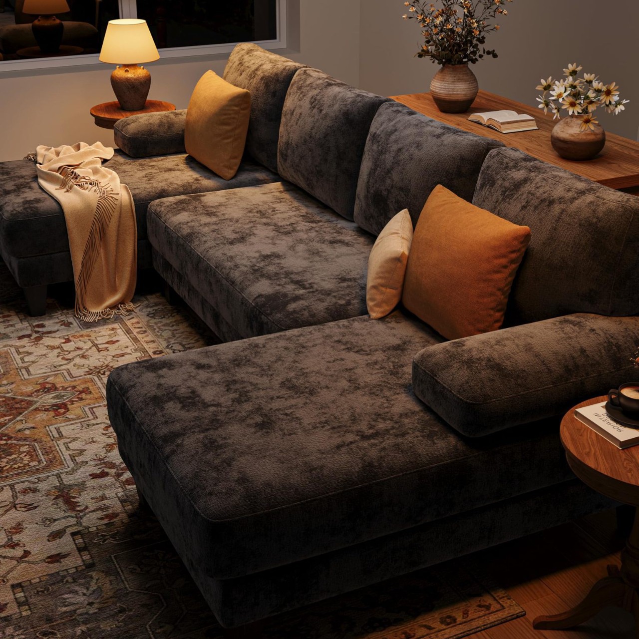 Amazon explosivo marco semi-compresible esponja sofá sala de estar en forma de U combinación sofá sillón doble sofá de apartamento