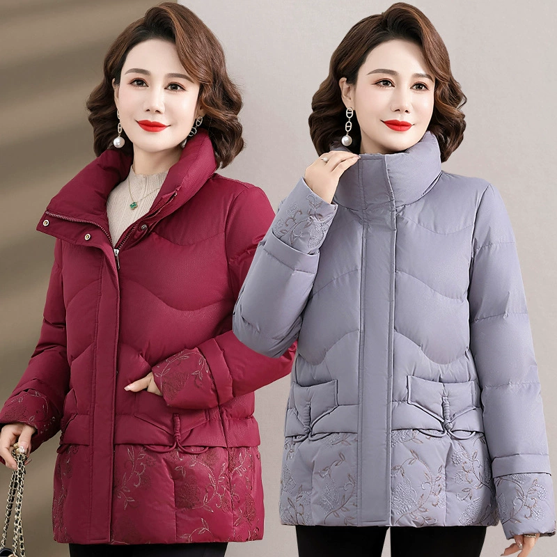 Мама зимний пуховик среднего возраста короткие белые утиные пуховики модные женские осенние зимние хлопчатобумажные пальто