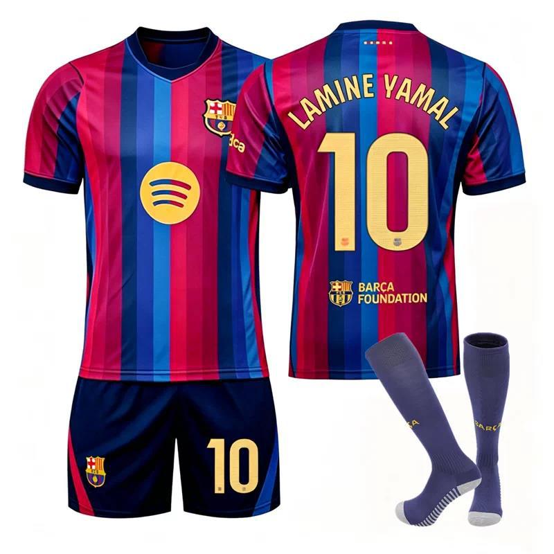 2627 Barcelona home jersey number 10 Yamal Messi cross-border exclusive supply children's and adult football uniform set wholesale