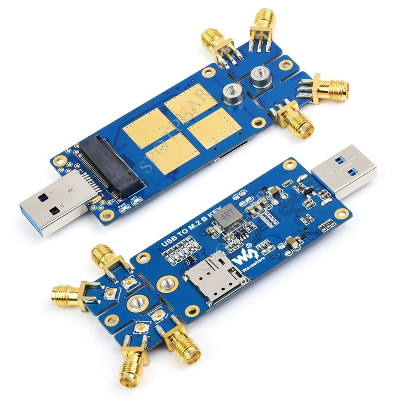 Удлинительная плата с USB 3.1 порта Raspberry Pi M.2 Key B 5G DONGLE четырехантенная алюминиевая радиаторная плата