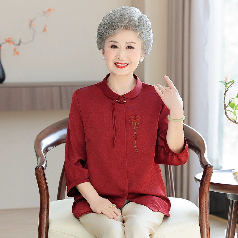 Средний и пожилой летний женский свадебный банкет свадебная мама бабушка рубашка праздничная китайская рубашка кардиган