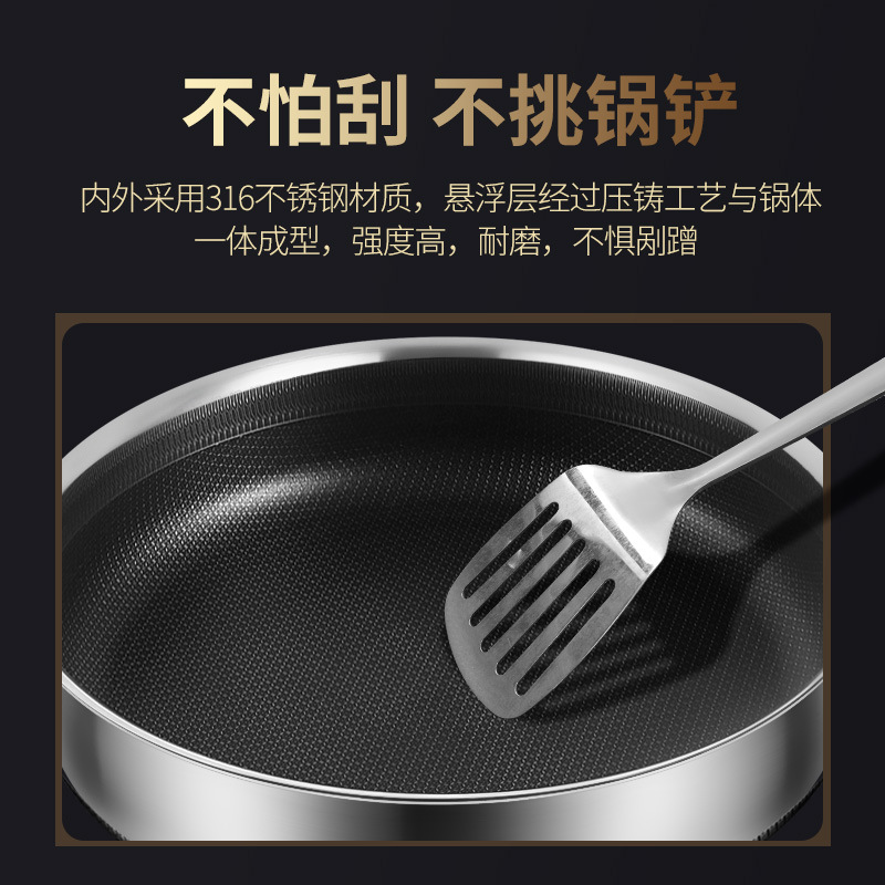 Sonqiang 316 sartén de acero inoxidable sartén pequeña olla al aire libre portátil mango extraíble sartén antiadherente sartén