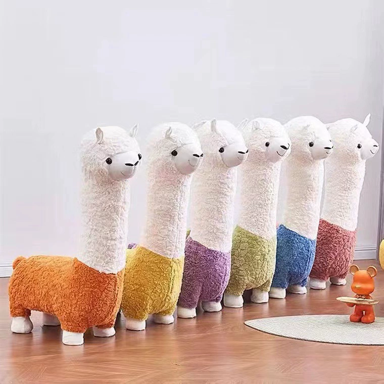 Оптовая продажа от производителя: пуфик из альпаки, табурет для гостиной, балкона, для переобувания, популярный на интернете, детский плюшевый стул-пуфик