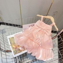 女童夏季粉色连衣裙蝴蝶结超萌2023年新款洋气仙女公主裙雪纺裙潮
