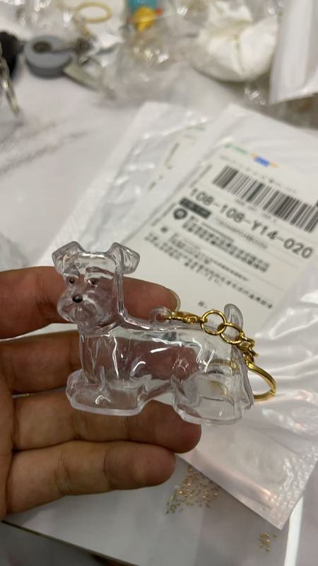 透明子犬ヘア収納ボックスチャームガシャポンウエストハイランドポメラニアンヘア収納お土産キーホルダーバッグぶら下げ|undefined