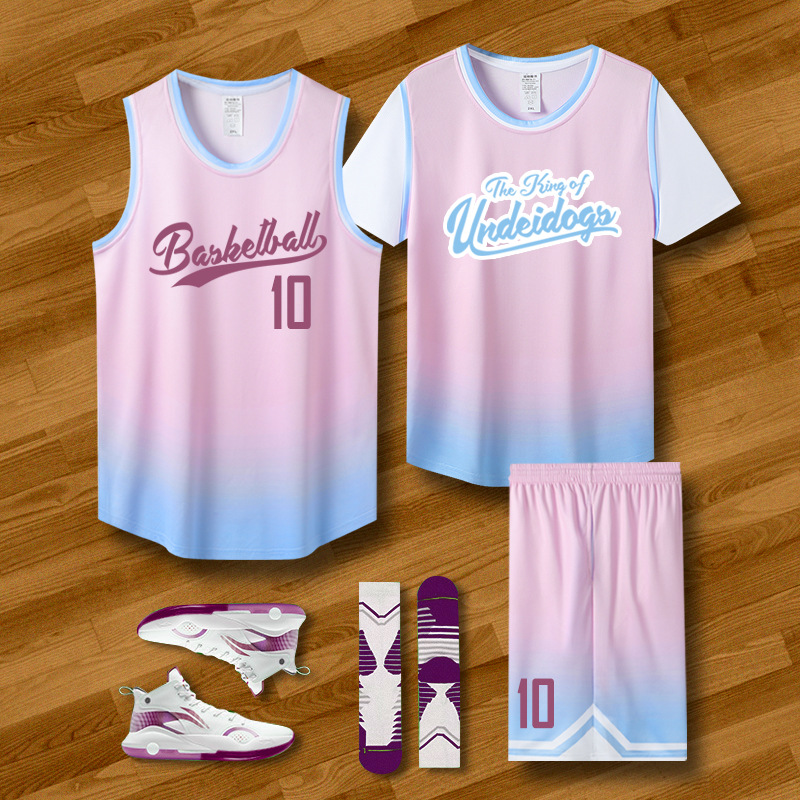 basketball uniform jersey female college students children gradient breathable competition training team uniform suit diy watermark