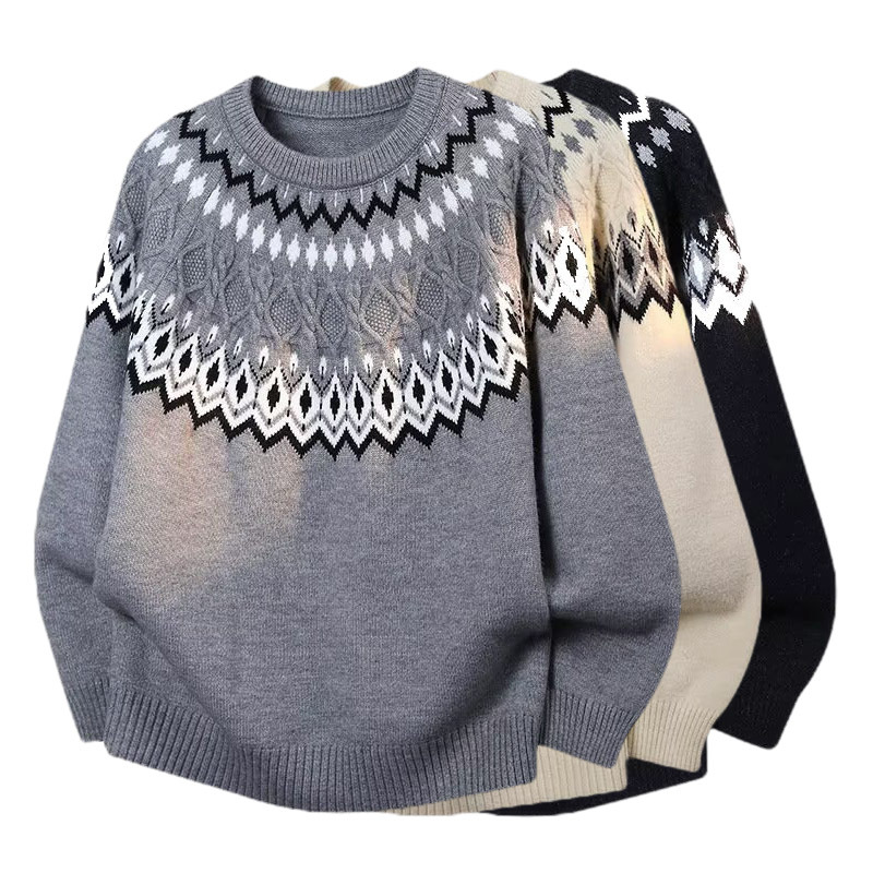 Explosiones transfronterizas de tamaño europeo de tamaño grande Fair Island Jacquard jersey suéter hombre Navidad alta sensación otoño invierno fábrica al por mayor