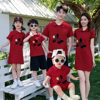 亲子装刺绣小马polo衫母女连衣裙夏季新款情侣装套装高级感短袖t