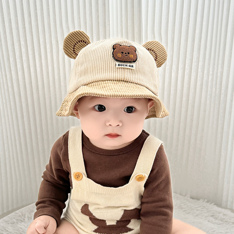 Sombrero para bebés primavera y otoño estilo coreano super lindo bebé niño oso pescador sombrero de otoño moda para niños sombrero de sombrero
